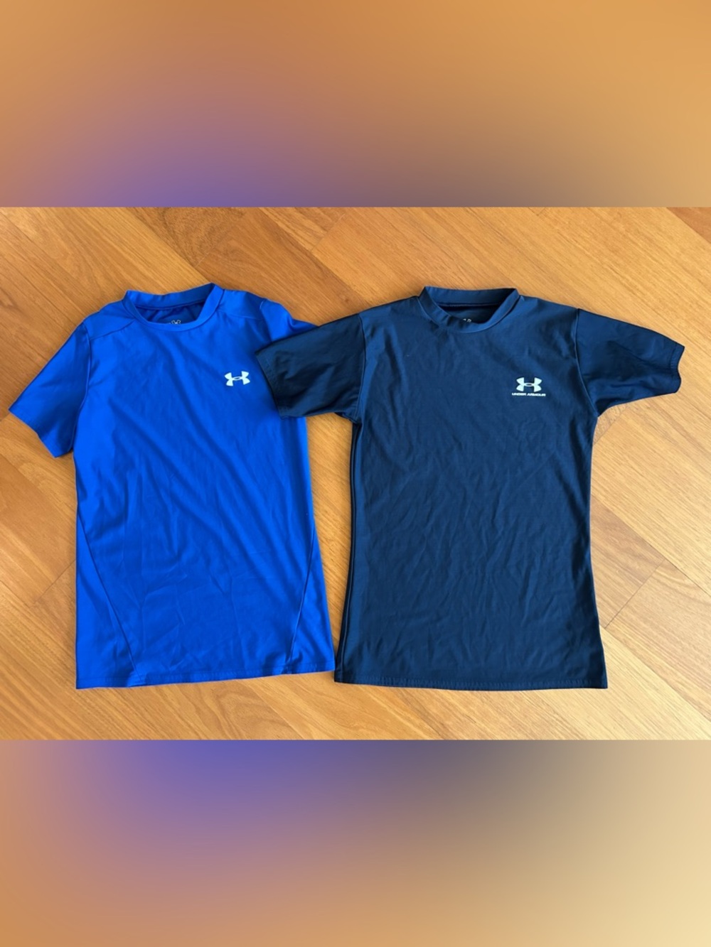 Under Armour Blue Compression and Navy Short Sleeve Youth Size Large L